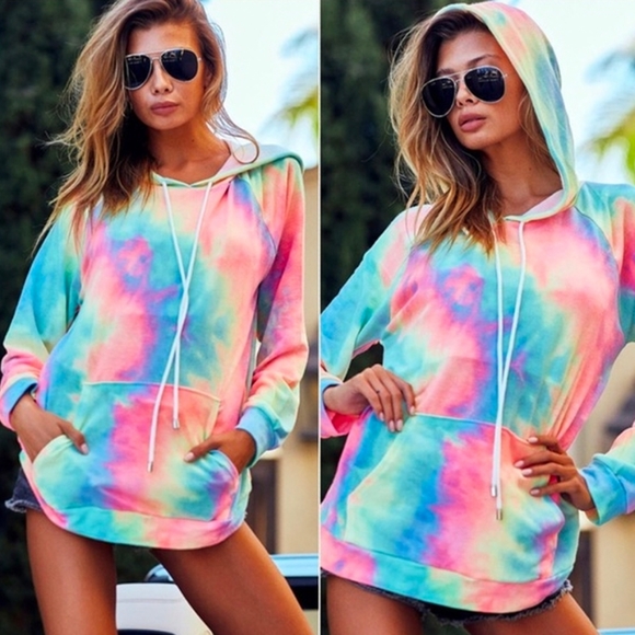 Vibrant Tie Dye Neon Summer Hoodie HOST PICK - Picture 4 of 11
